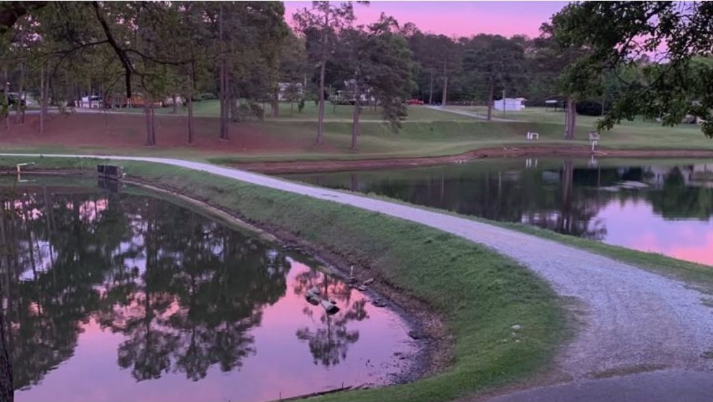 Peach Valley Club grounds at sunset
